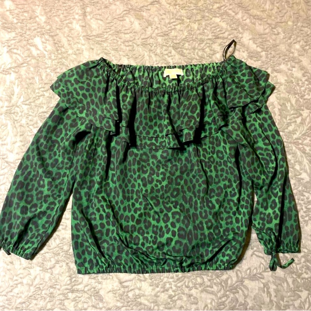 Michael Kors off the shoulder leopard print